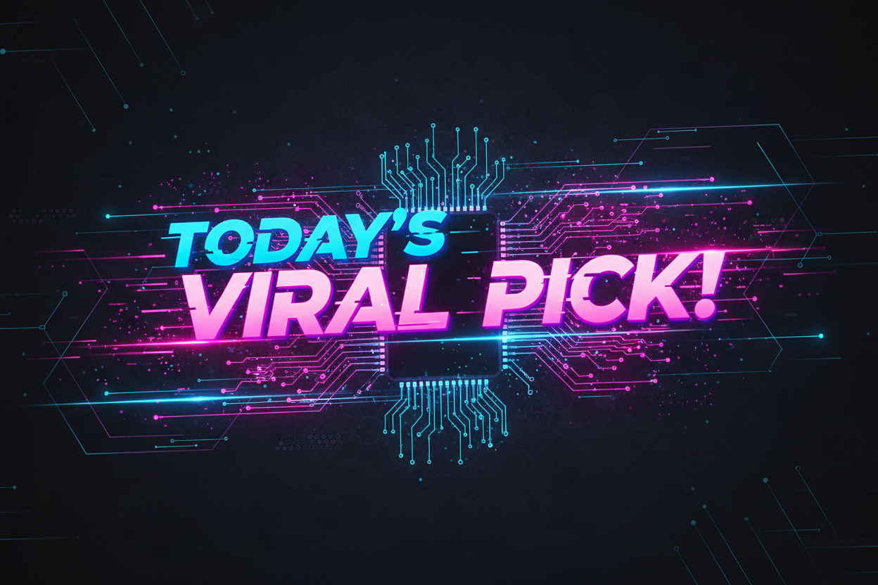 A heading image. It must say 'Today's Viral Pick!' It must be edgy and tech inspired